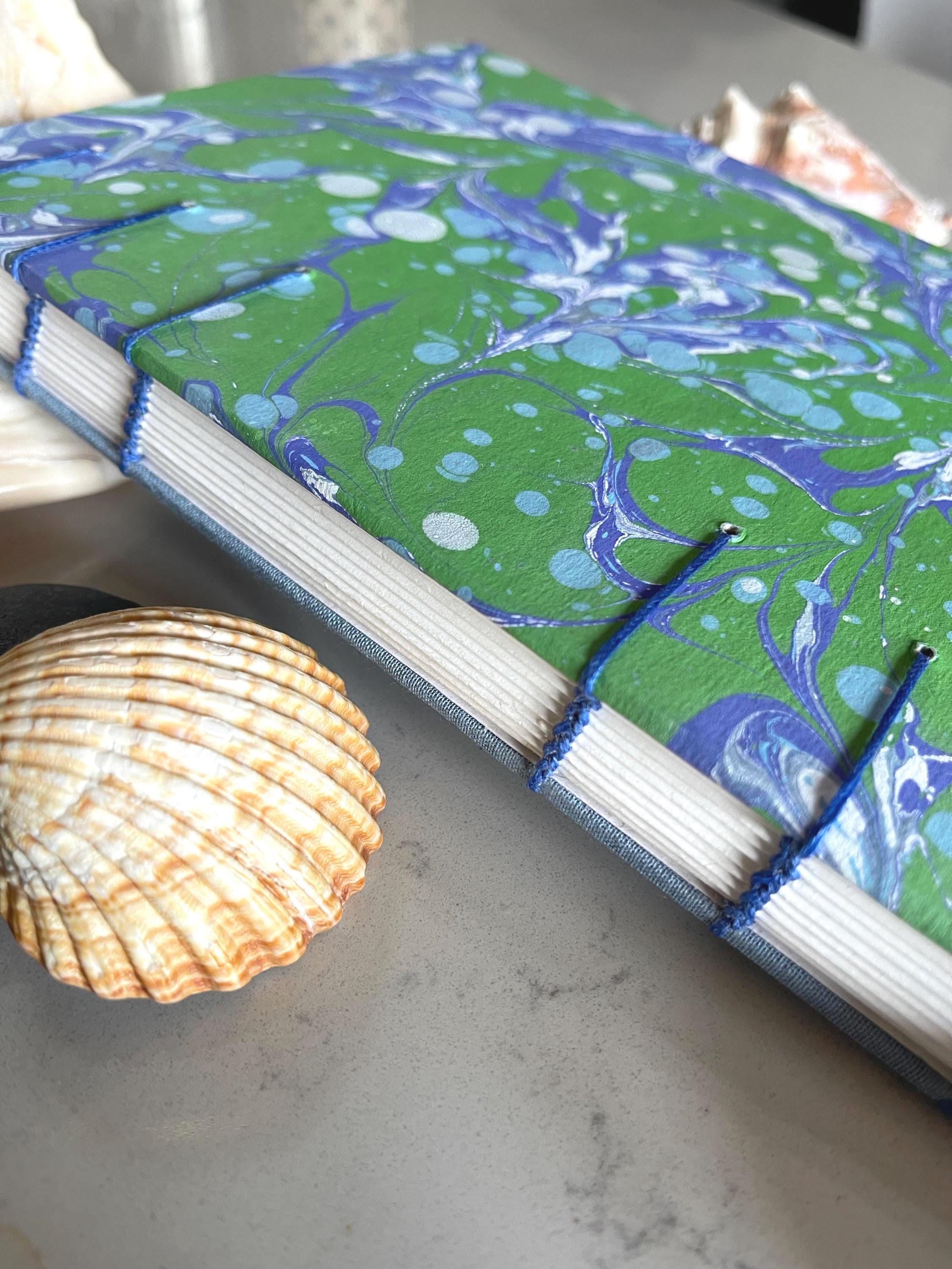 Hand-Marbled Coptic Bound Sketchbook – A5 Drawing Journal, Flat-Opening, 90gsm Canson Paper