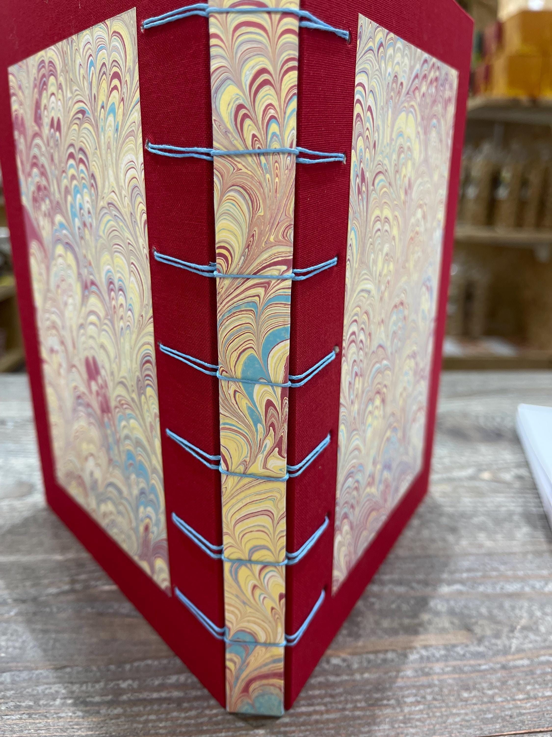 Handmade A5 Sketchbook | Secret Belgian Binding | Hand Marbled Bouquet Cover | Recycled Art Paper | Made in France