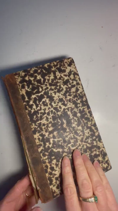 Antique French leather bound marbled book from 1838 - Manuel des Justices de Paix, Tome 2.