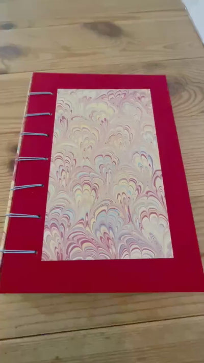 Handmade A5 Sketchbook | Secret Belgian Binding | Hand Marbled Bouquet Cover | Recycled Art Paper | Made in France